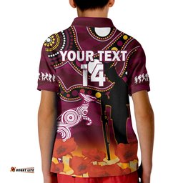Custom Text And Number Maroons Rugby ANZAC 2023 Polo Shirt QLD Aboriginal Mix Poppy Camouflage Amazing Aussie