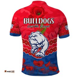 Western Bulldogs Football ANZAC Polo Shirt Lest We Forget Amazing Aussie