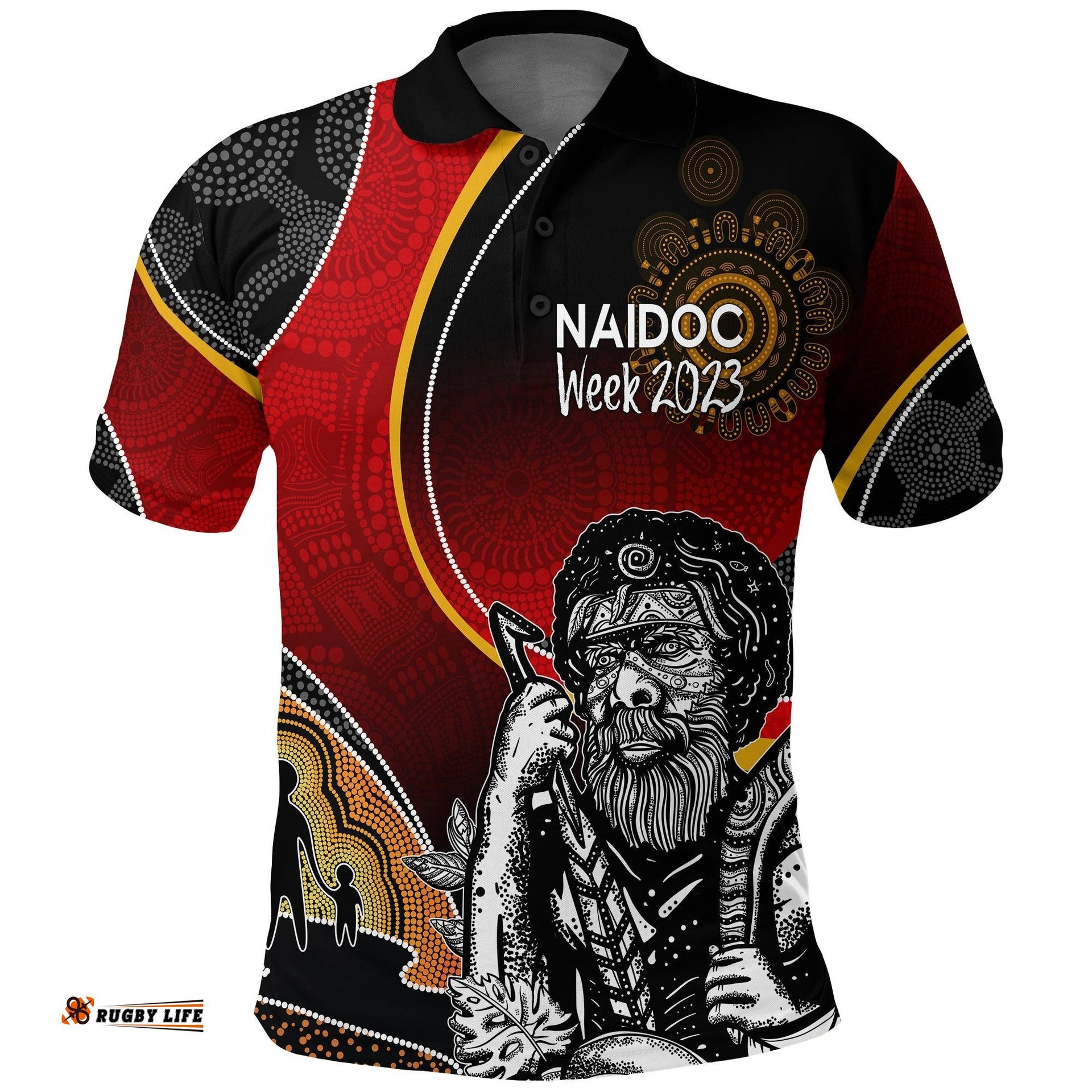 NAIDOC Week 2023 Polo Shirt Aboriginal Art - For Our Elders Amazing Aussie