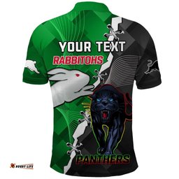Custom Personalised Rabbitohs Mix Panthers Rugby Polo Shirt Sporty Style