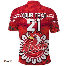 Custom Personalised Roosters Rugby ANZAC Polo Shirt Camouflage Poppy Amazing Aussie