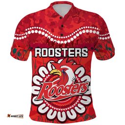 Custom Personalised Roosters Rugby ANZAC Polo Shirt Camouflage Poppy Amazing Aussie