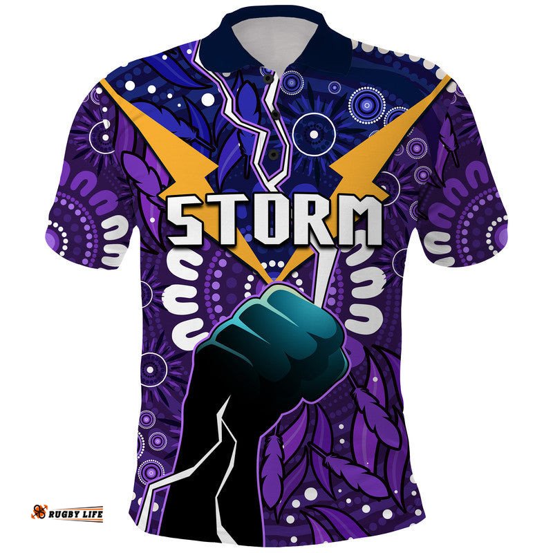 Custom Personalised Storm Rugby Polo Shirt Indigenous With Thunder Go Storm Amazing Aussie