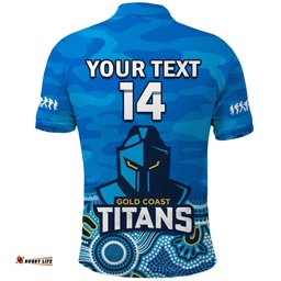 Custom Text And Number Titans ANZAC 2023 Polo Shirt Camouflage Poppy Mix Aboriginal Amazing Aussie