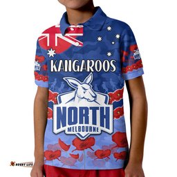 Custom Personalised Kangaroos Football ANZAC Polo Shirt Lest We Forget Amazing Aussie
