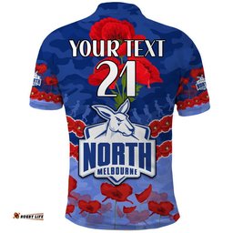 Custom Personalised Kangaroos Football ANZAC Polo Shirt Lest We Forget Amazing Aussie
