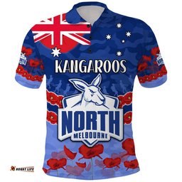 Custom Personalised Kangaroos Football ANZAC Polo Shirt Lest We Forget Amazing Aussie