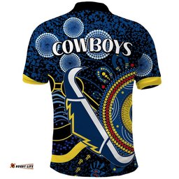 Cowboys Rugby Polo Shirt Aboriginal Dots Version Amazing Aussie