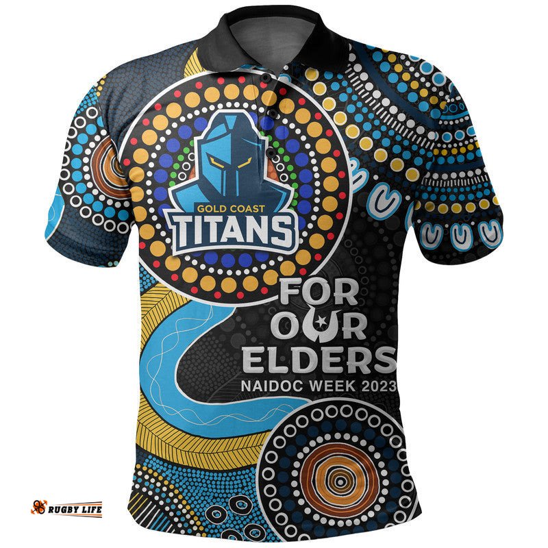 Titans Rugby Polo Shirt NAIDOC 2023 Aboriginal Amazing Aussie