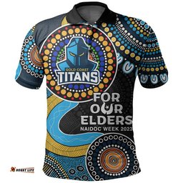 Titans Rugby Polo Shirt NAIDOC 2023 Aboriginal Amazing Aussie