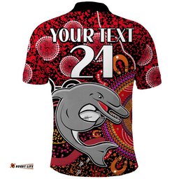 Custom Personalised Dolphins Rugby Polo Shirt Aboriginal Dots Amazing Aussie