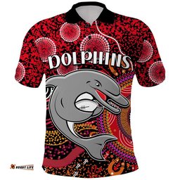 Custom Personalised Dolphins Rugby Polo Shirt Aboriginal Dots Amazing Aussie