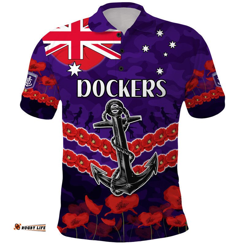 Dockers Football ANZAC Polo Shirt Lest We Forget Amazing Aussie