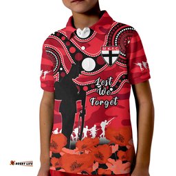 Custom Text And Number St Kilda Football ANZAC 2023 Polo Shirt Saints Aboriginal Mix Poppy Camouflage Amazing Aussie