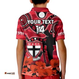 Custom Text And Number St Kilda Football ANZAC 2023 Polo Shirt Saints Aboriginal Mix Poppy Camouflage Amazing Aussie