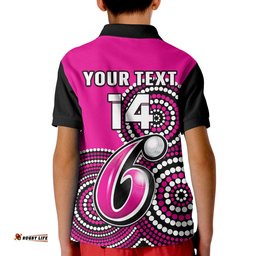 Custom Text And Number Sydney Sixers Cricket Polo Shirt Champions BBL12 Proud Indigenous Art Amazing Aussie