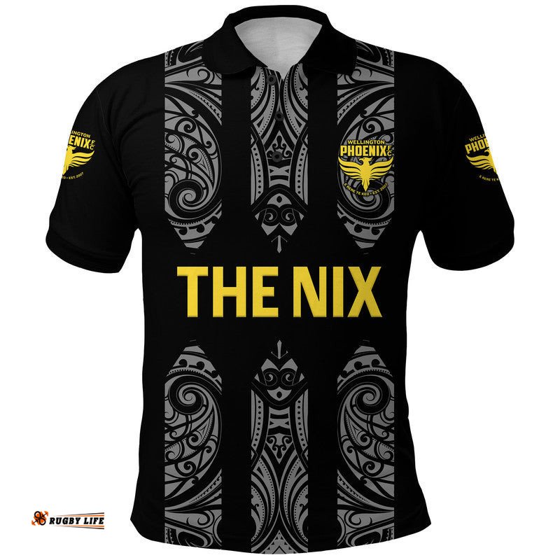 Custom Personalised Wellington Phoenix The Nix Maori Polo Shirt Soccer Club Original Style - Black Amazing Aussie