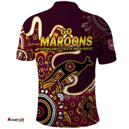Queensland Rugby Polo Shirt State of Origin Go Maroons Indigenous Tribal