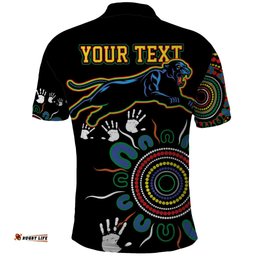 Personalised Panthers Aboriginal Dot Polo Shirt Go the Mighty Panthers