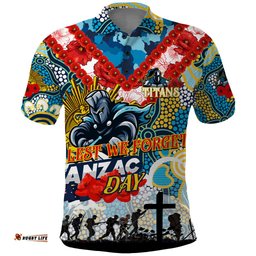 Personalised Titans ANZAC Day Polo Shirt Aboriginal Rising Sun