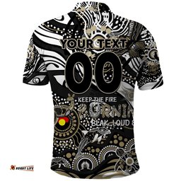 Custom NAIDOC Week 2024 Magpies Polo Shirt Aboriginal Animals Keep The Fire Burning