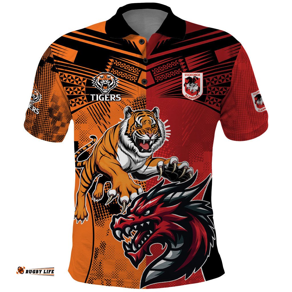 Custom Dragons and Tigers Polo Shirt Rugby Mascot With Sporty Style