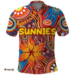 Personalised NAIDOC Week 2024 Gold Coast Suns Polo Shirt Australian Aboriginal Hand Painting
