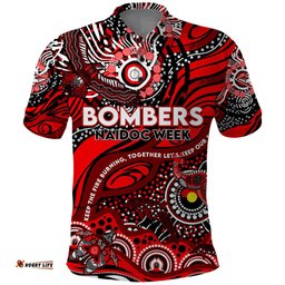 Custom NAIDOC Week 2024 Bombers Polo Shirt Aboriginal Animals Keep The Fire Burning