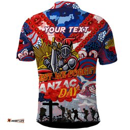 Personalised Knights ANZAC Day Polo Shirt Aboriginal Rising Sun