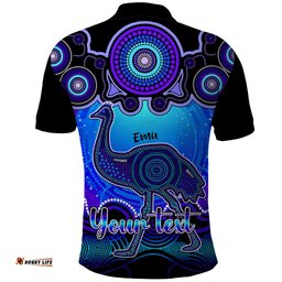 Personalised Australia Aquarius Emu Zodiac Polo Shirt Auz Astrology Aboriginal - Blue