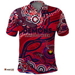 Custom NAIDOC Week 2024 Demons Polo Shirt Aboriginal Animals Keep The Fire Burning