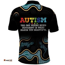 Australia Autism Awareness 4 April Aboriginal Lizard Polo Shirt