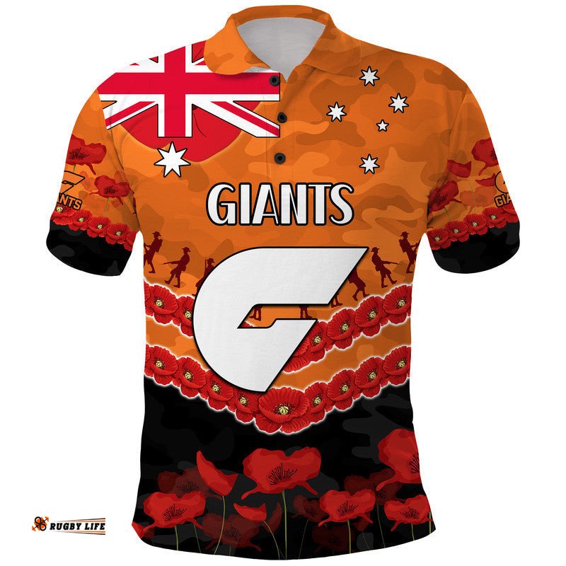 GWS Giants Football ANZAC Polo Shirt Lest We Forget Amazing Aussie