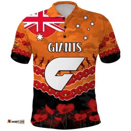 GWS Giants Football ANZAC Polo Shirt Lest We Forget Amazing Aussie