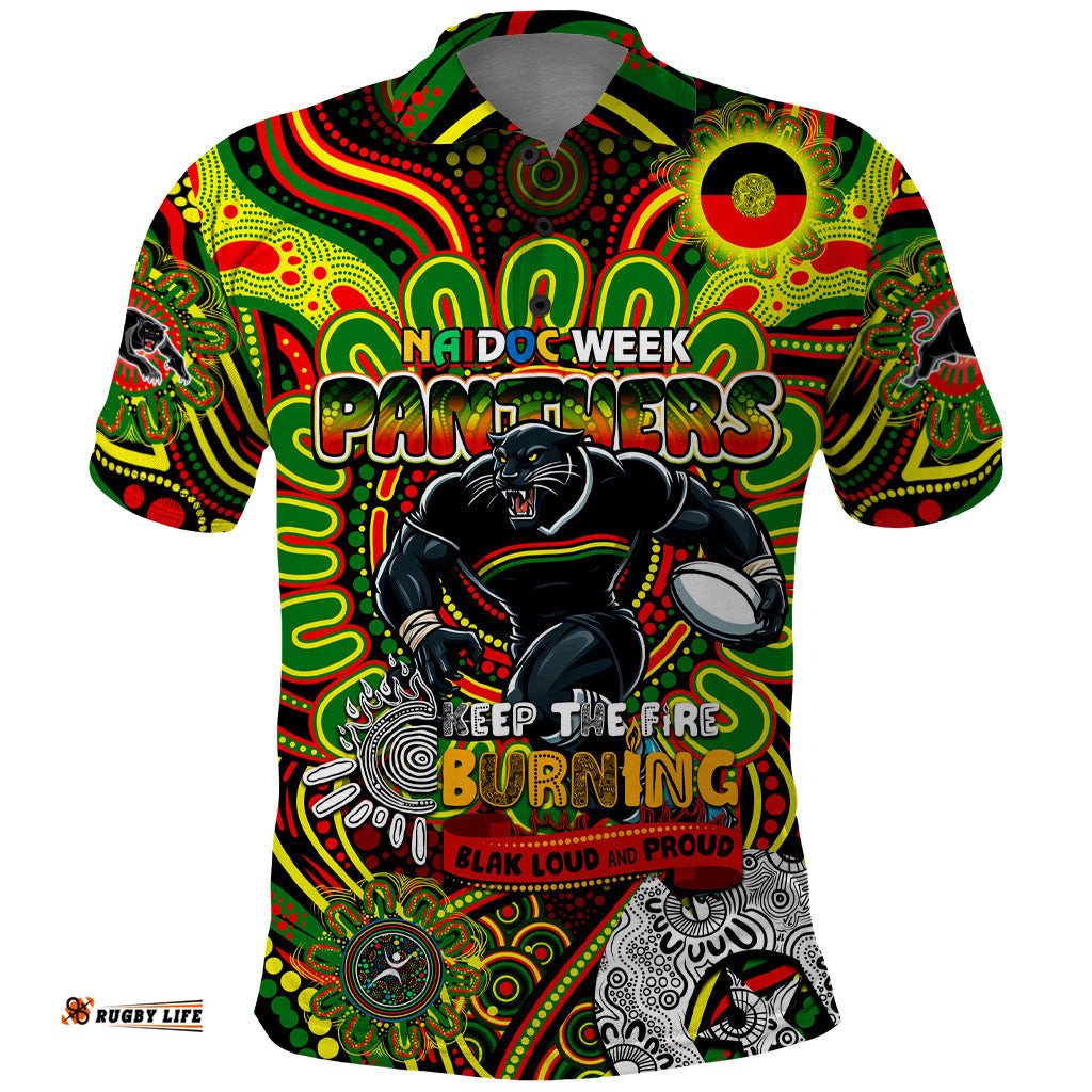Custom NAIDOC Week 2024 Panthers Polo Shirt Mascot Rugby