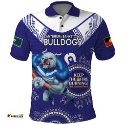 Custom NRL Bulldogs NAIDOC Week Polo Shirt Keep The Fire Burning Indigenous Art