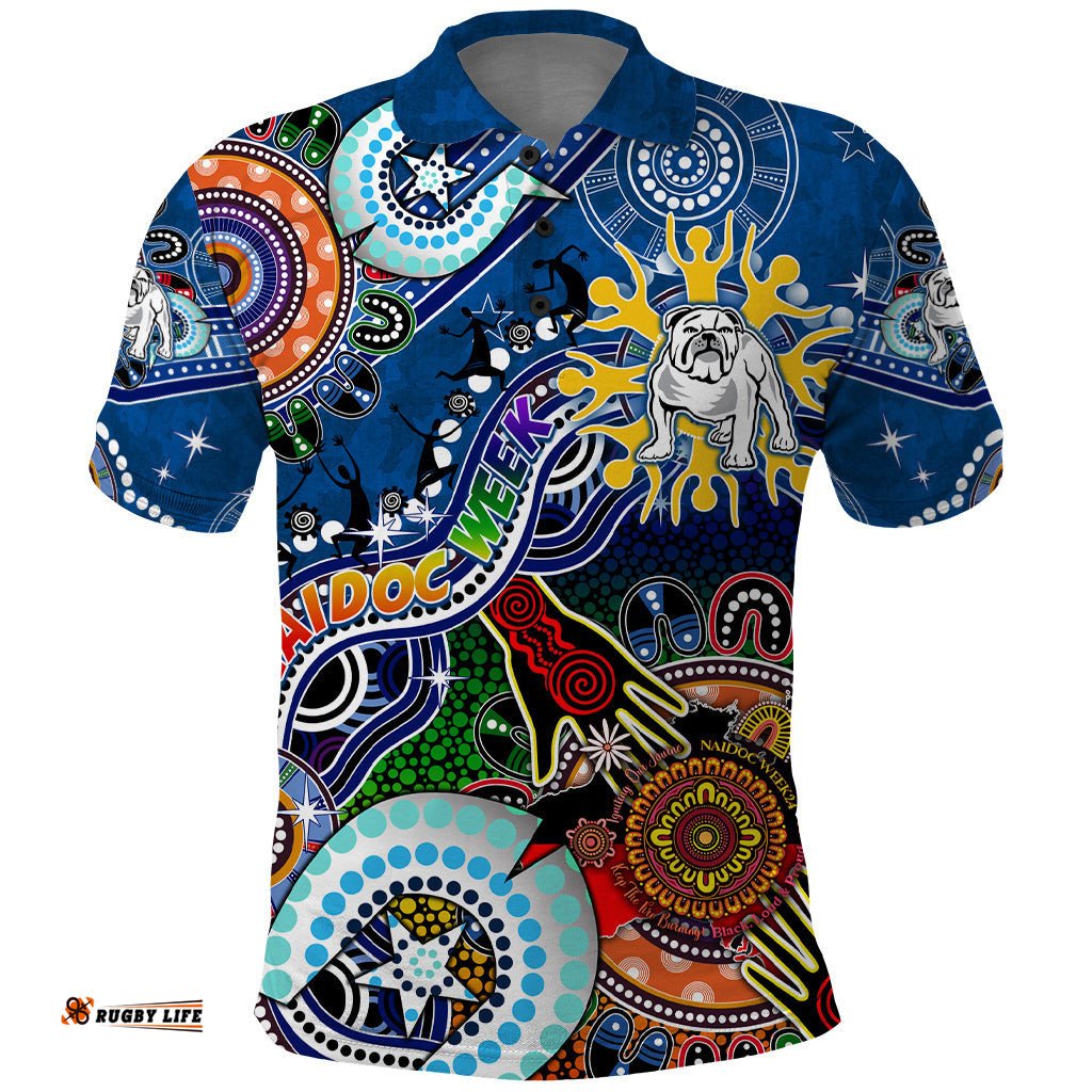 Personalised Bulldogs NAIDOC Week 2024 Polo Shirt Australia Aboriginal Dot Painting