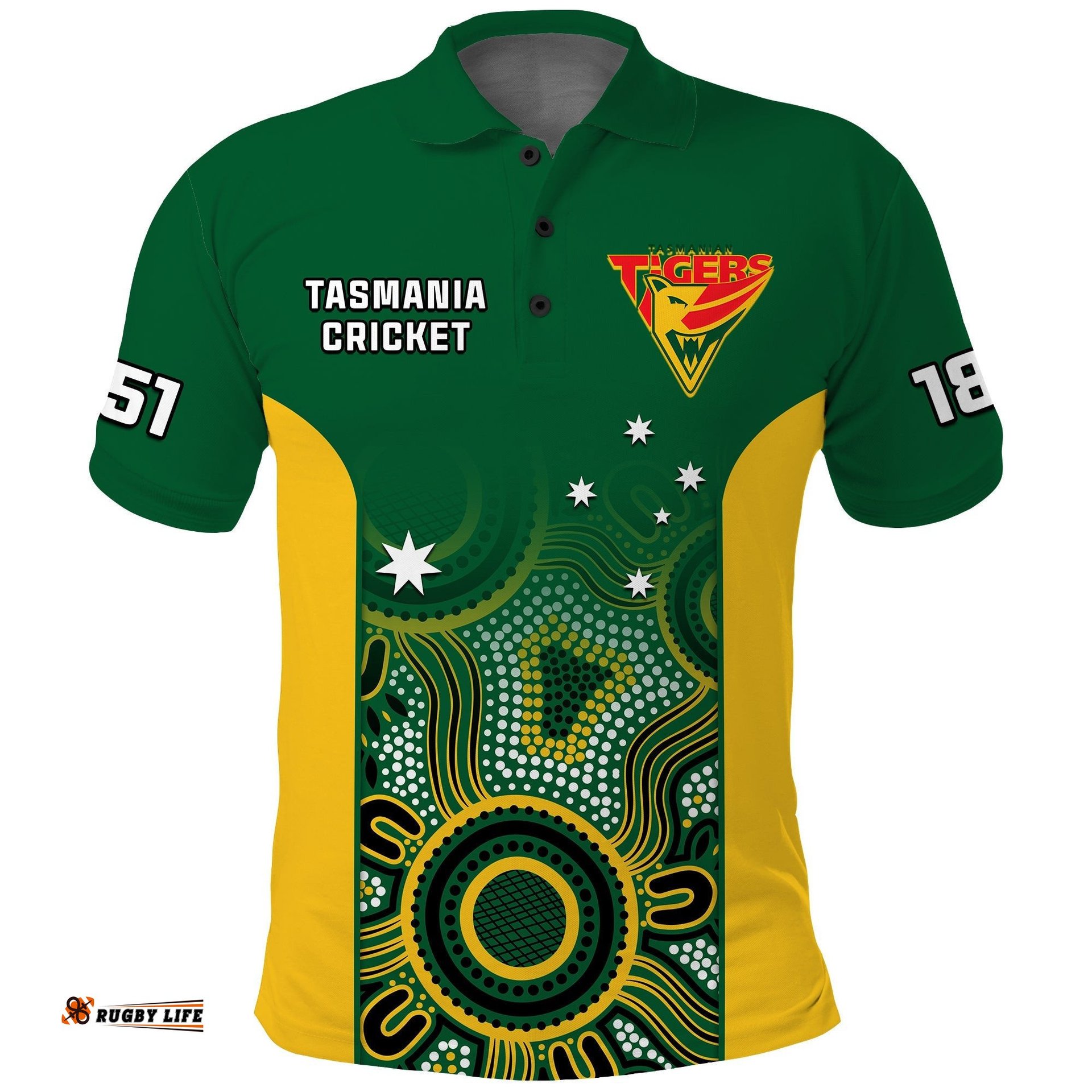 Tasmania Cricket 2023 Polo Shirt Tigers Sheffield Shield Indigenous Amazing Aussie