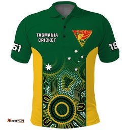 Tasmania Cricket 2023 Polo Shirt Tigers Sheffield Shield Indigenous Amazing Aussie