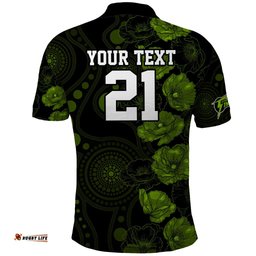 Thunder Cricket Never Forget Custom Polo Shirt ANZAC Day with Poppy Aboriginal