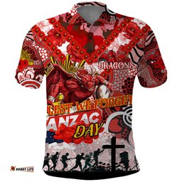 Personalised Dragons ANZAC Day Polo Shirt Aboriginal Rising Sun