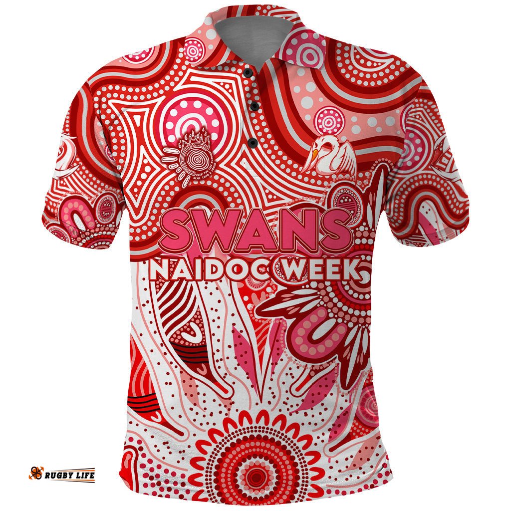 Personalised Swans NAIDOC Week 2024 Polo Shirt Aussie Aboriginal Art