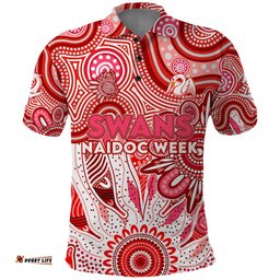 Personalised Swans NAIDOC Week 2024 Polo Shirt Aussie Aboriginal Art