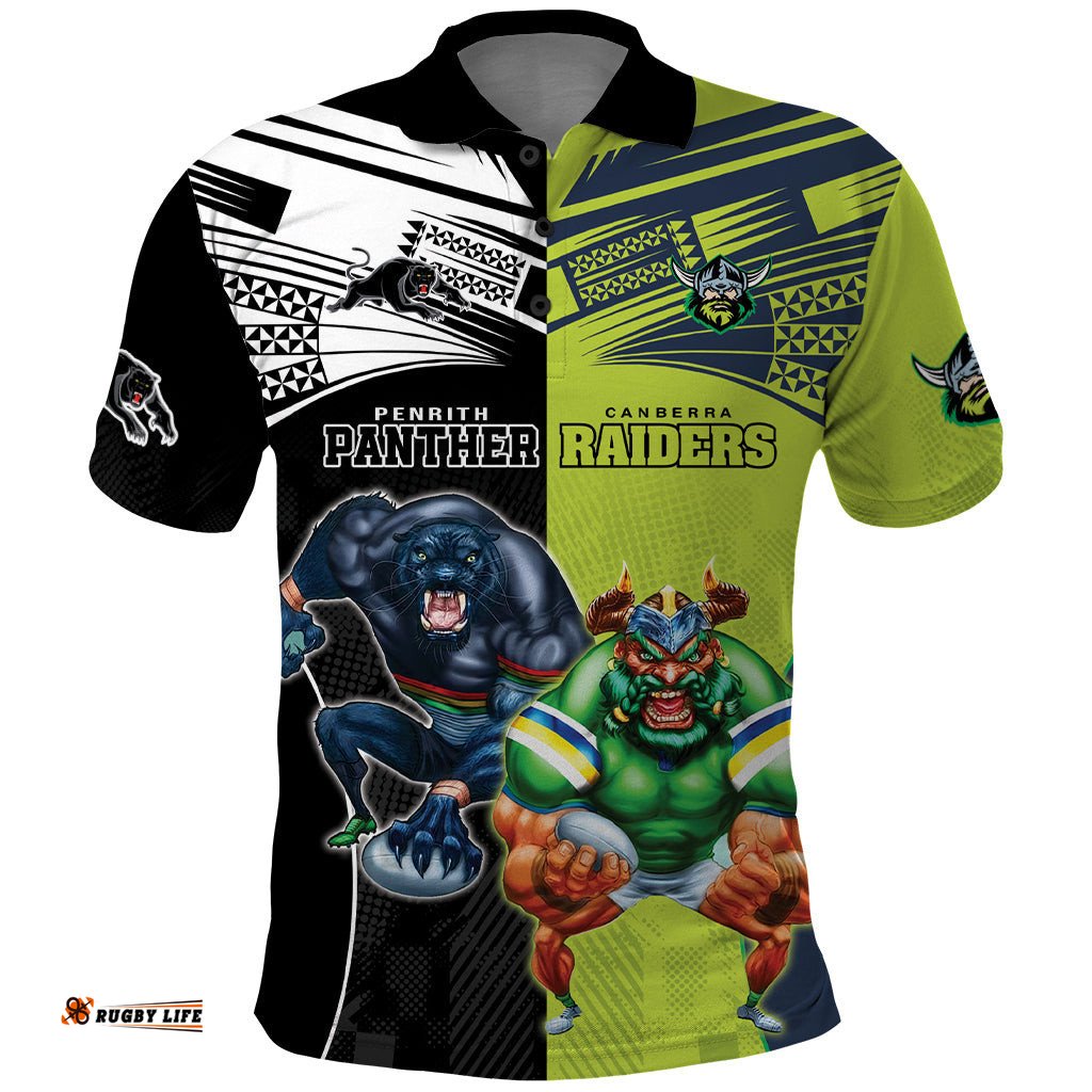 Custom Raiders and Panthers Polo Shirt Together Sporty Style