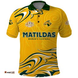 Personalised Australia Soccer Matildas Polo Shirt Kangaroo Tornado Yellow