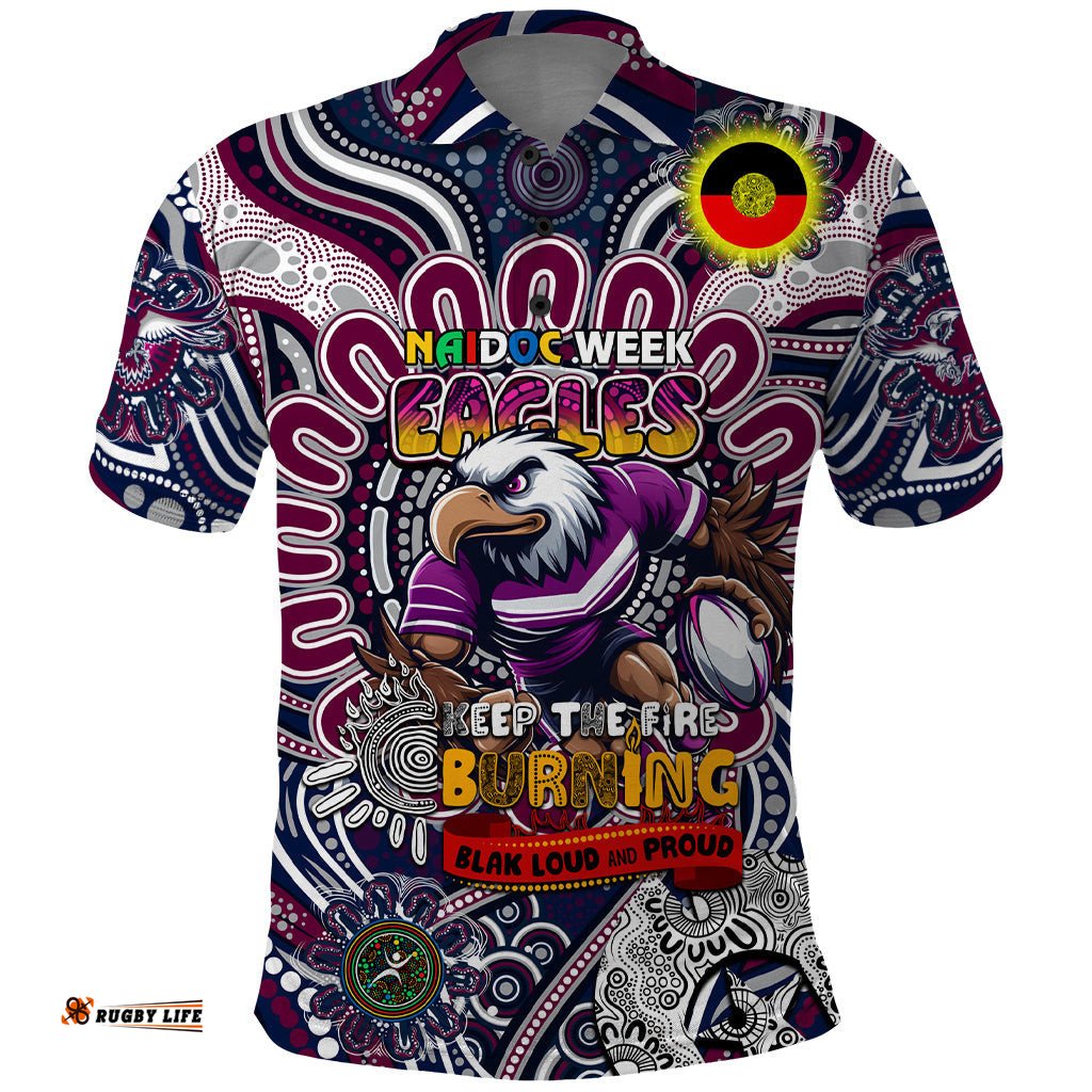 Custom NAIDOC Week 2024 Eagles Polo Shirt Mascot Rugby