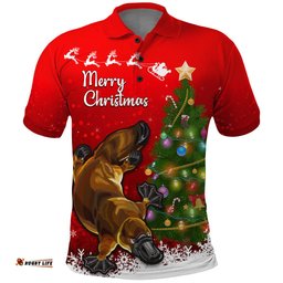 Personalised Australia Christmas Polo Shirt Aussie Platypus Xmas Vibes