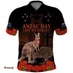 Kangaroo and Kiwi Bird ANZAC Day Custom Polo Shirt Soldier Style