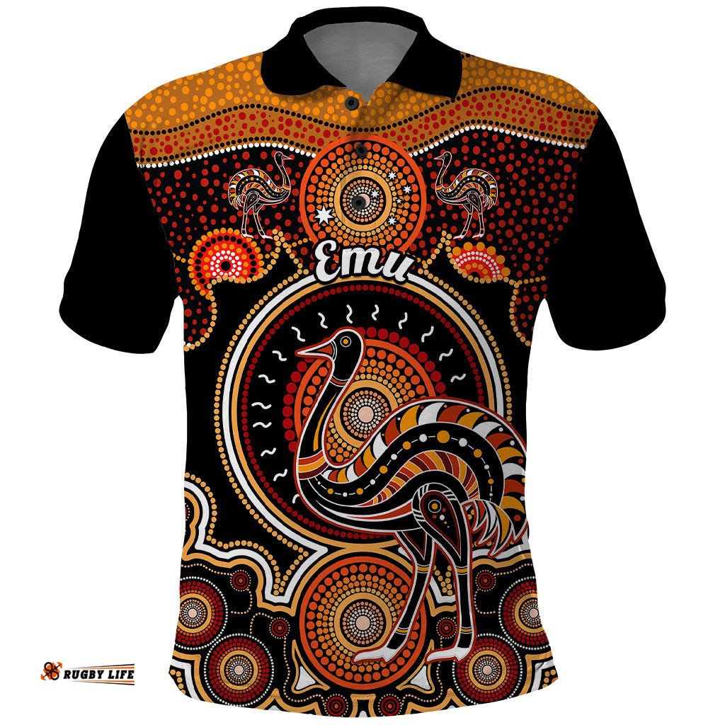 Personalised Australian Astrology Polo Shirt Aboriginal Emu Zodiac Sign
