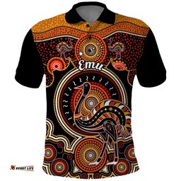 Personalised Australian Astrology Polo Shirt Aboriginal Emu Zodiac Sign